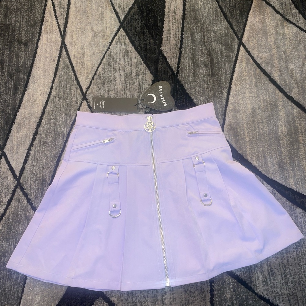 Killstar Lavender Circle Skater Skirt with Silver Hardware